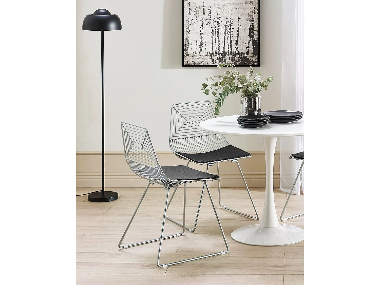 Lot de 2 chaises de salle à manger BEATTY Métal Argenté