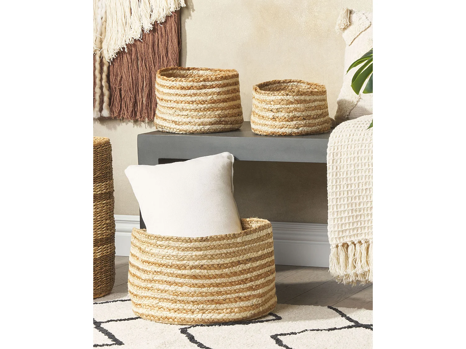 Lot de 3 paniers KAHU Jute Naturel