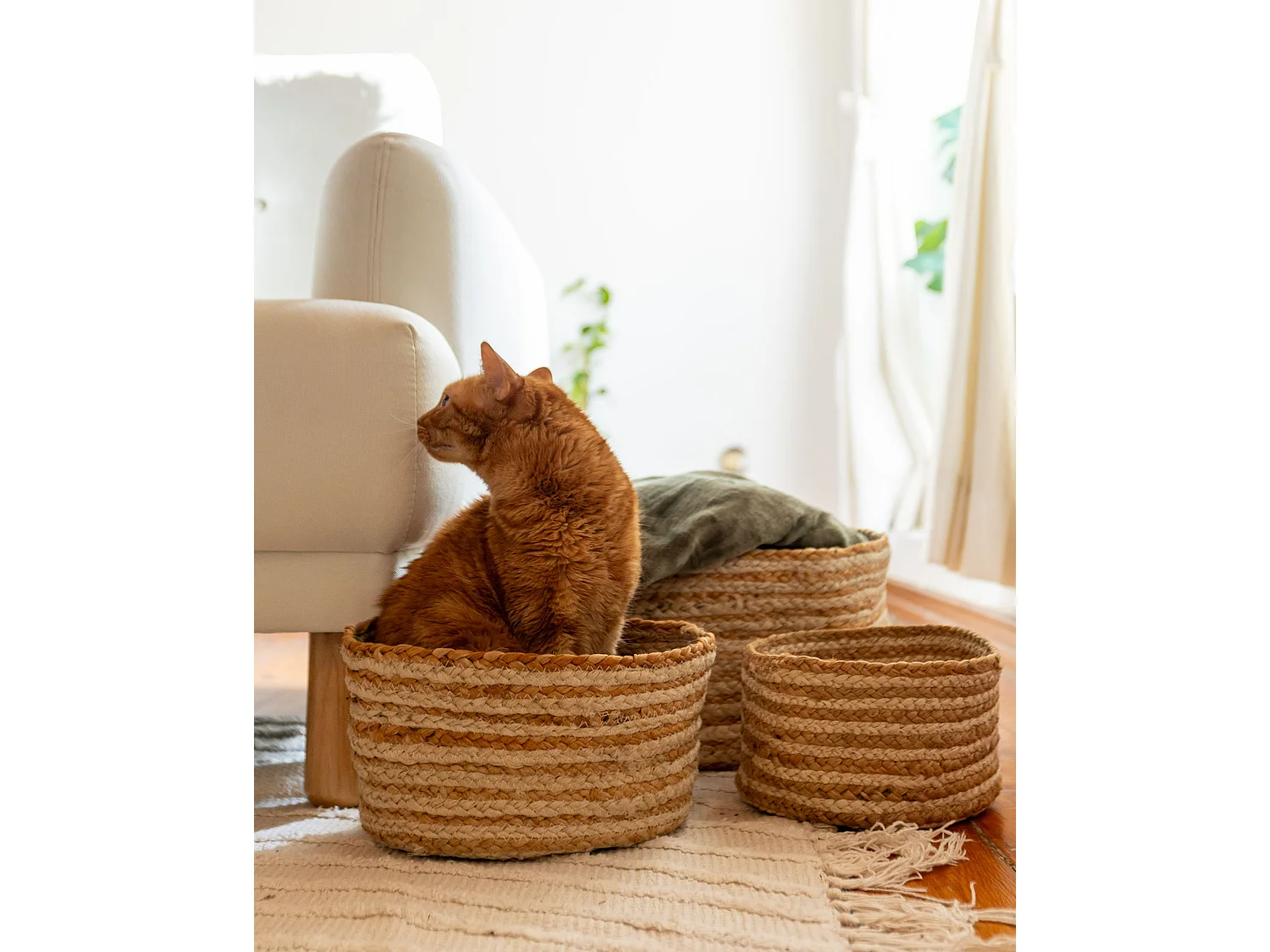 Lot de 3 paniers KAHU Jute Naturel