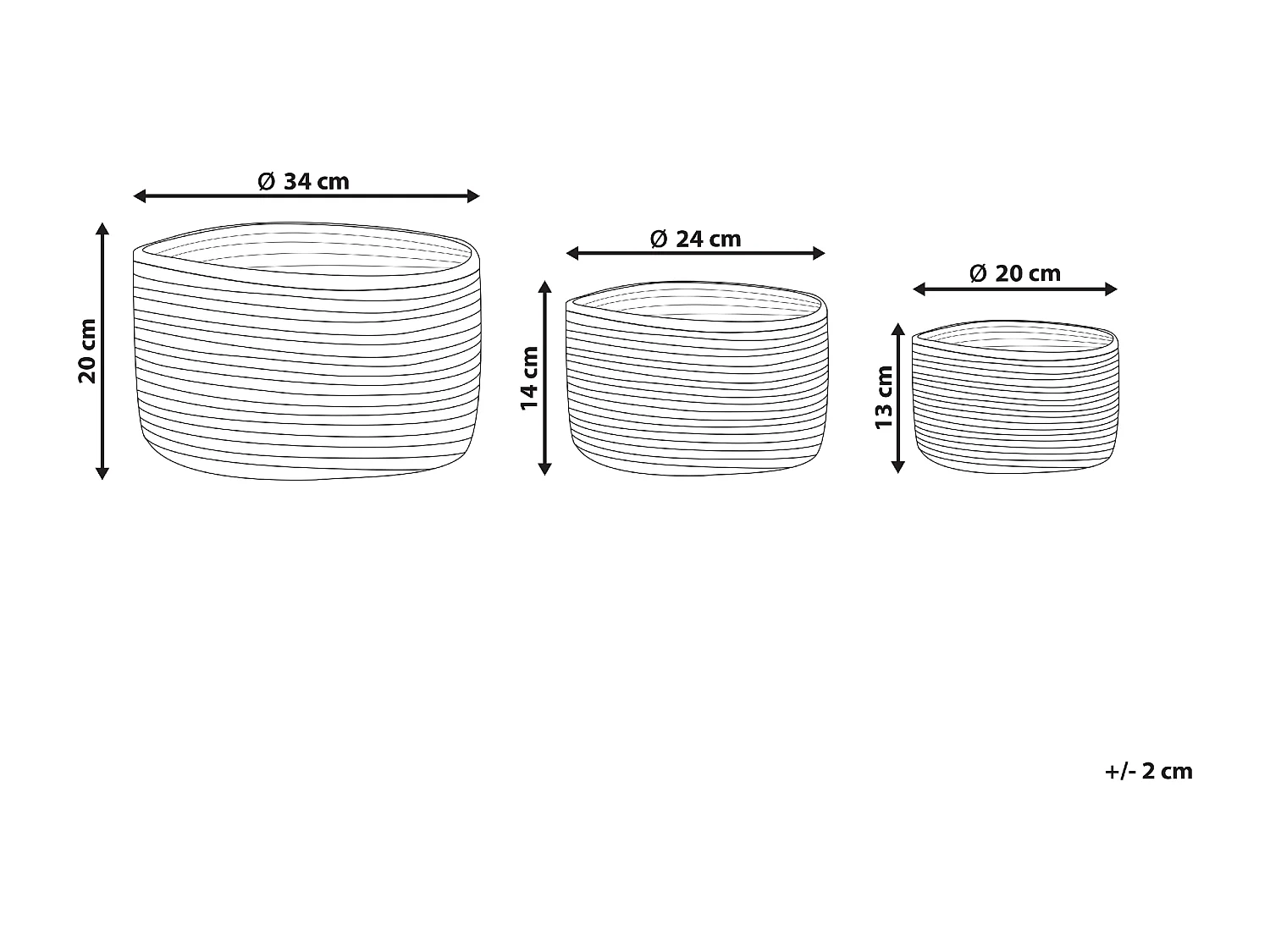 Set di 3 cestini KAHU Iuta Naturale