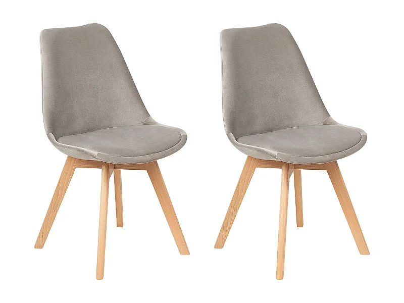 Esszimmerstuhl 2er Set Samtstoff Beige Taupe Küchenstuhl modern Dakota II