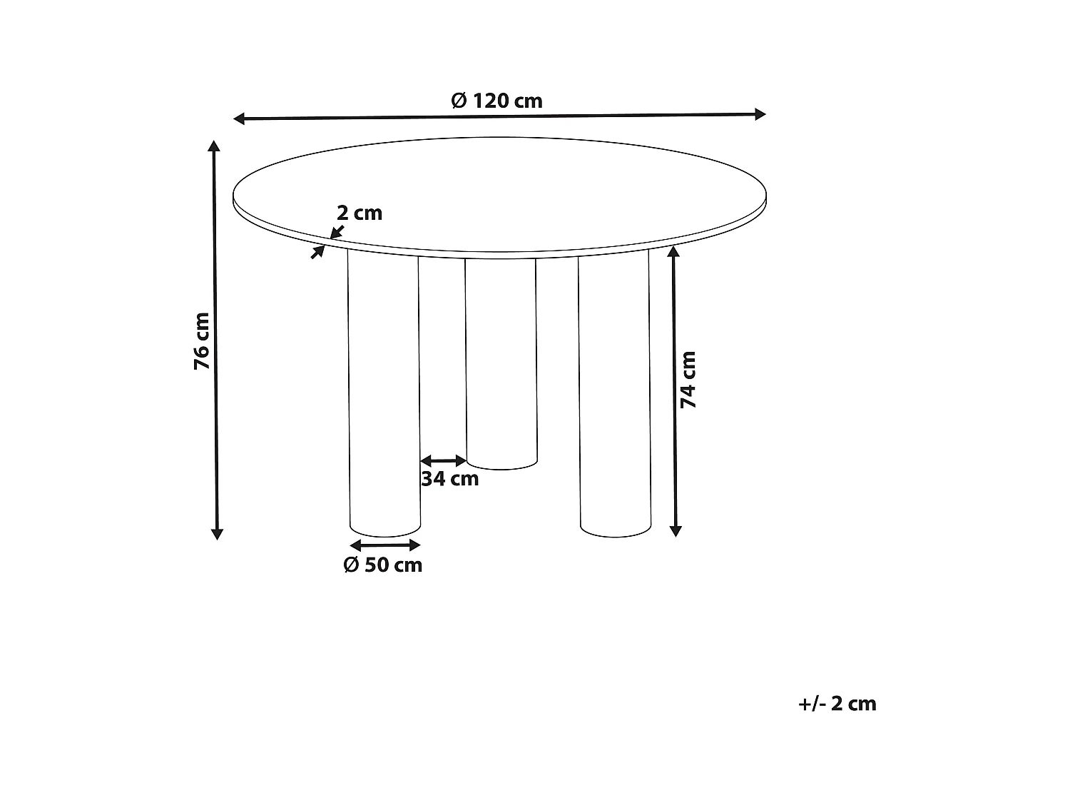 Table de repas ORIN Frêne foncé 120 cm 120 cm
