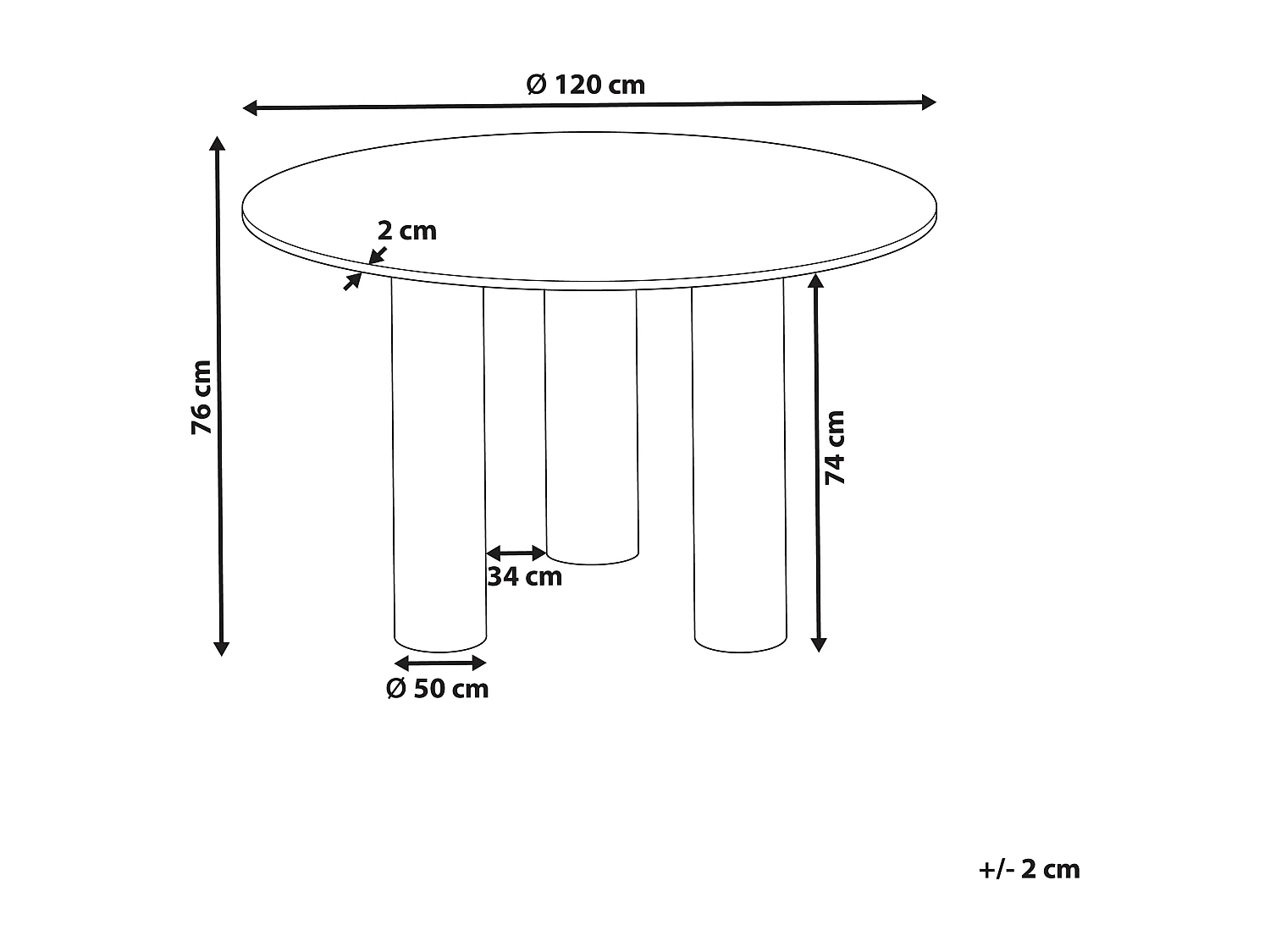 Eettafel ORIN Donker essenhout 120 cm 120 cm