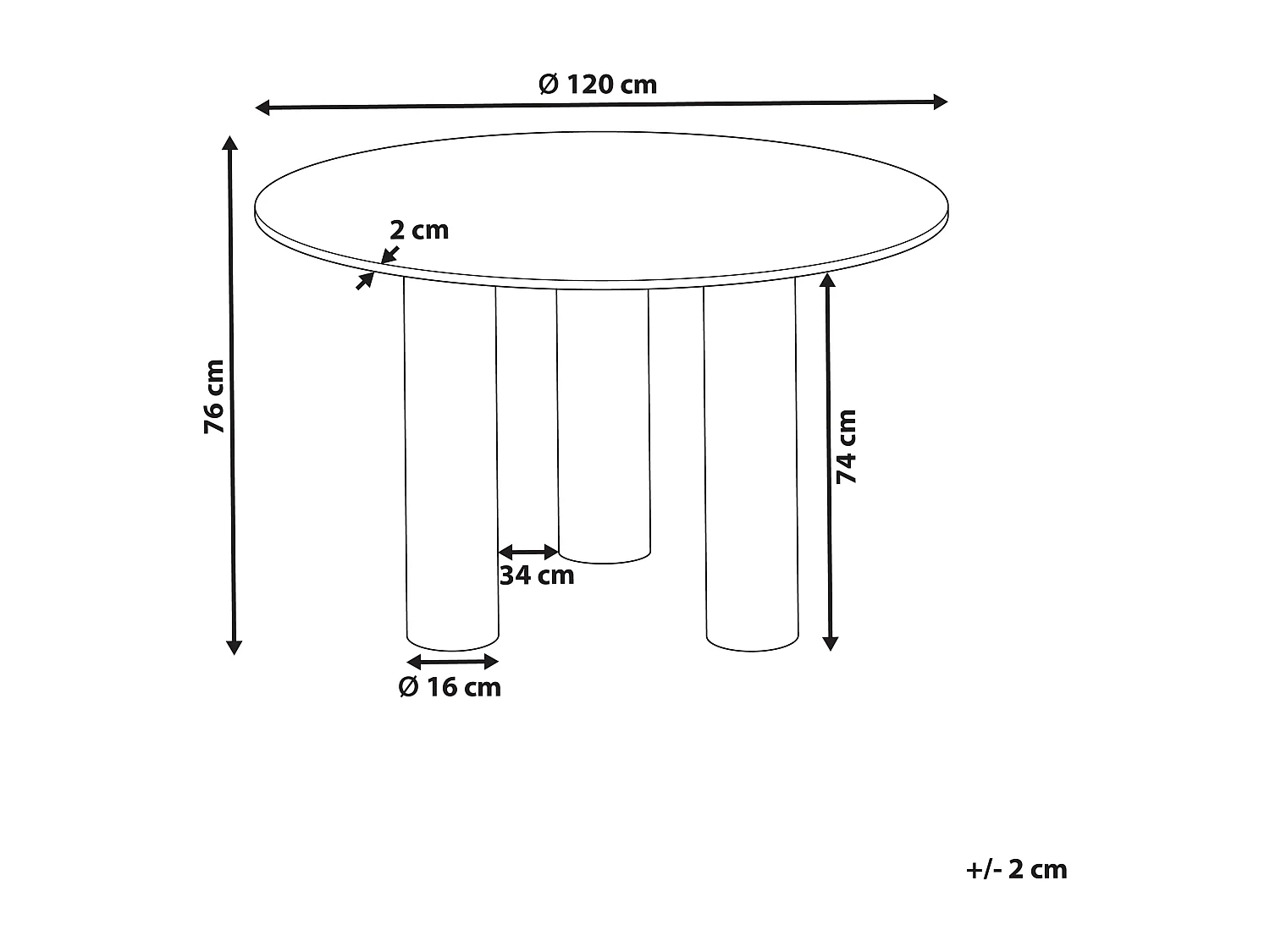 Esstisch ORIN Helle Esche 120 cm 120 cm