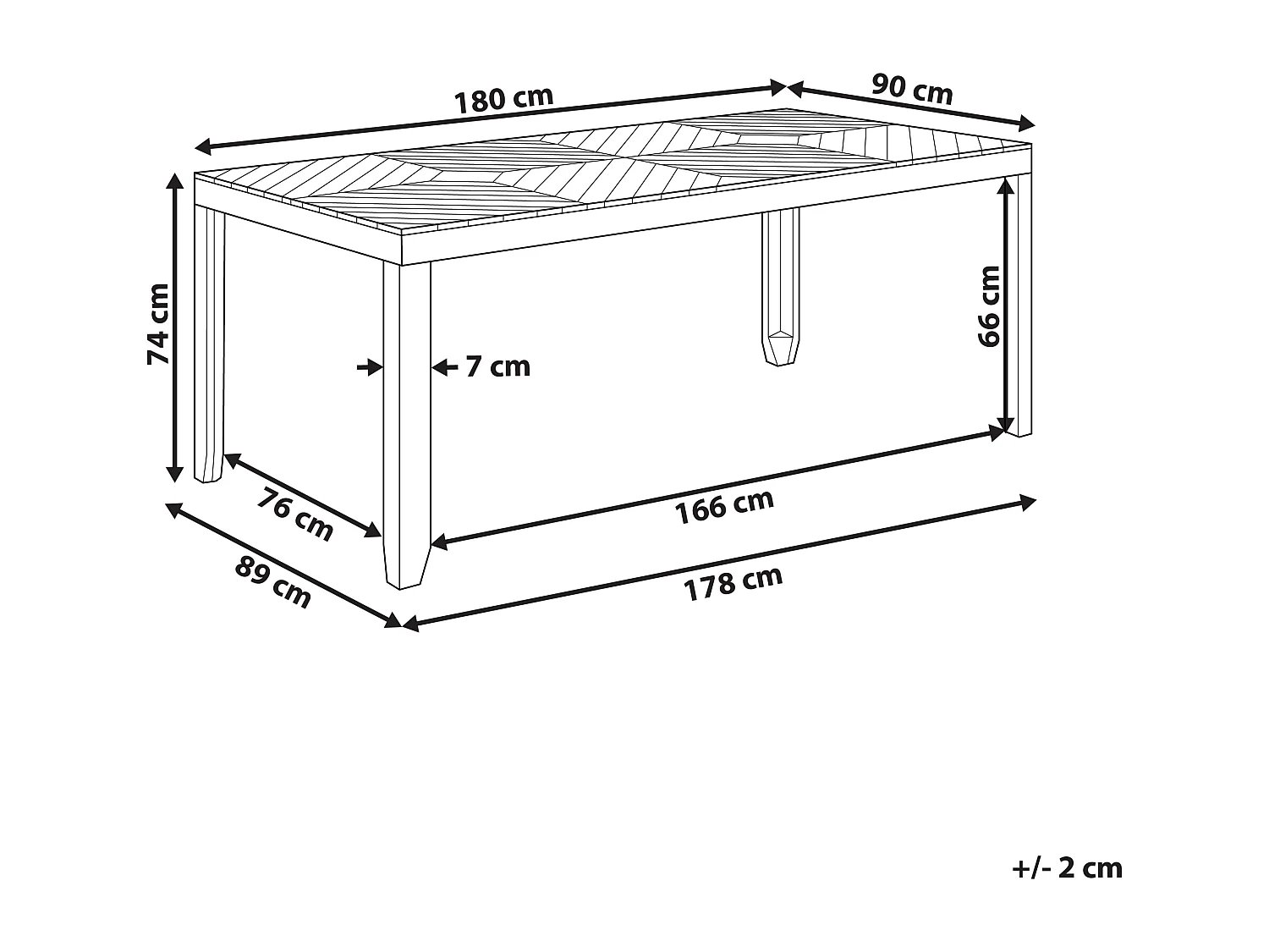 Gartentisch BARATTI 180 cm 90 cm Akazienholz Braun