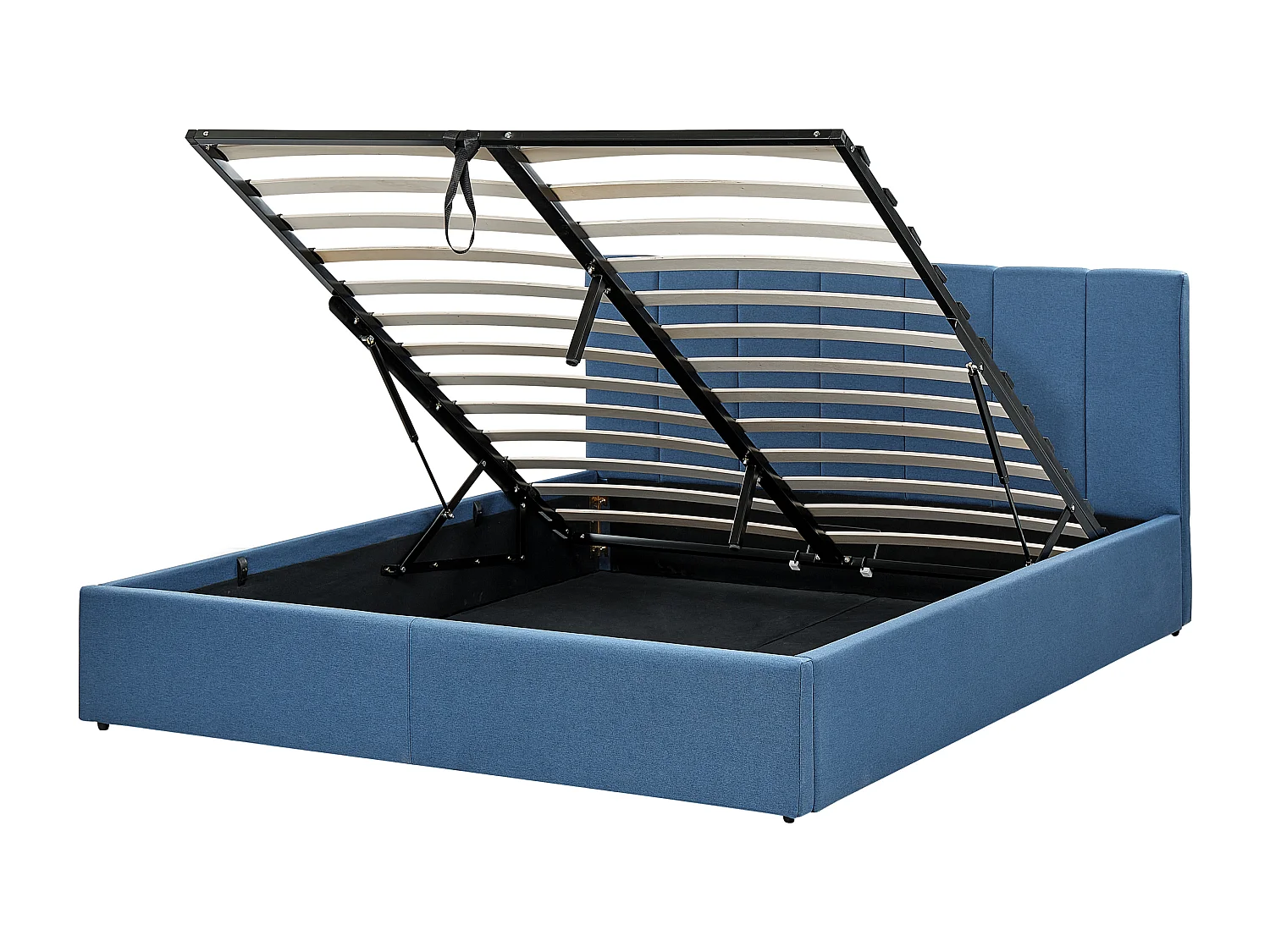 Lit ottoman Tissu DREUX 160 x 200 cm Bleu