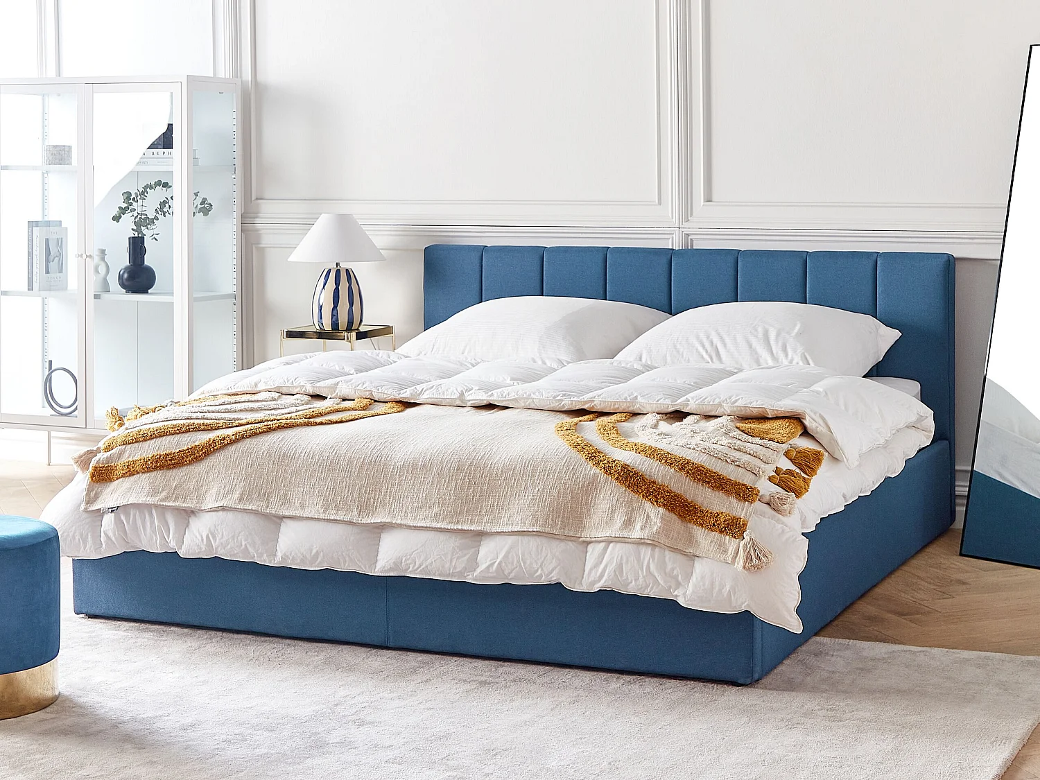 Bed met opbergruimte Stof DREUX 180 x 200 cm Blauw