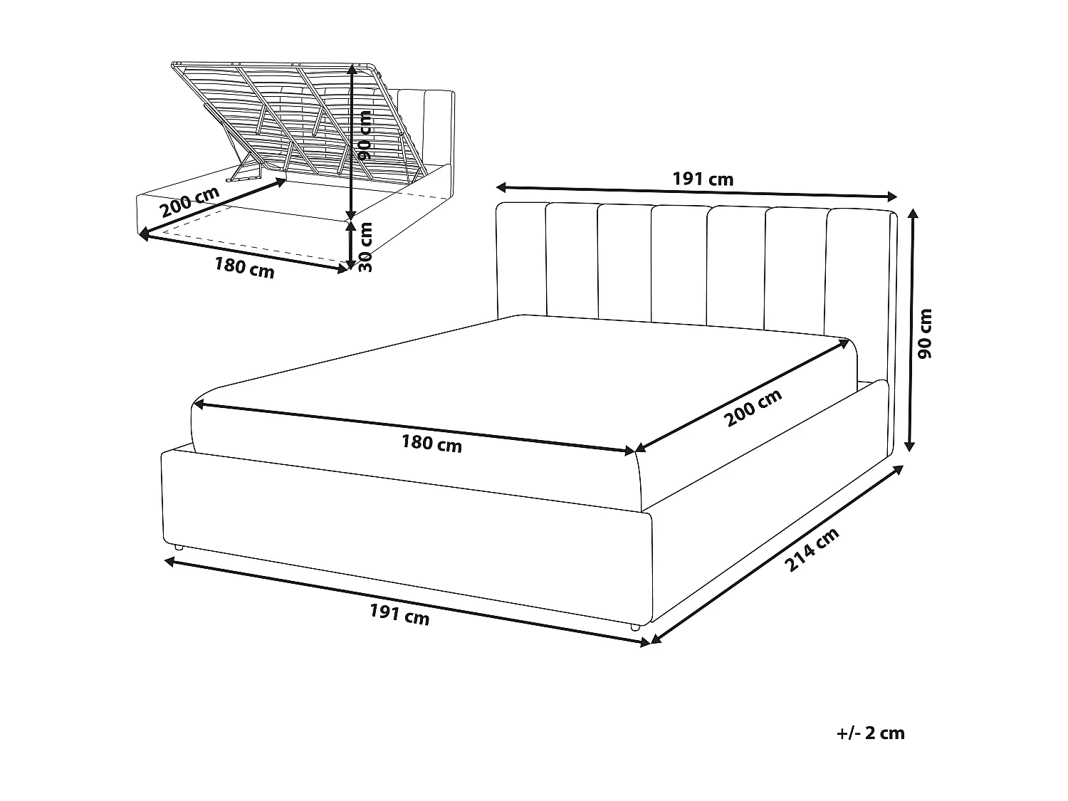 Bed met opbergruimte Stof DREUX 180 x 200 cm Blauw