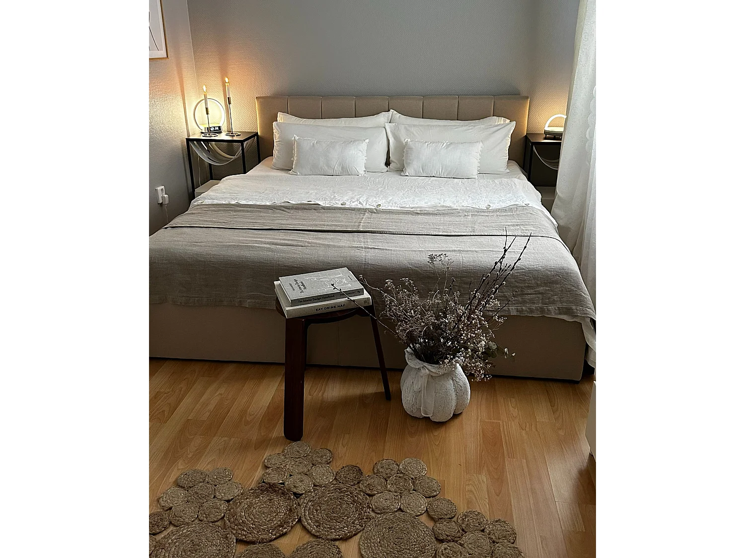 Bett mit Stauraum Stoff DREUX 140 x 200 cm Beige