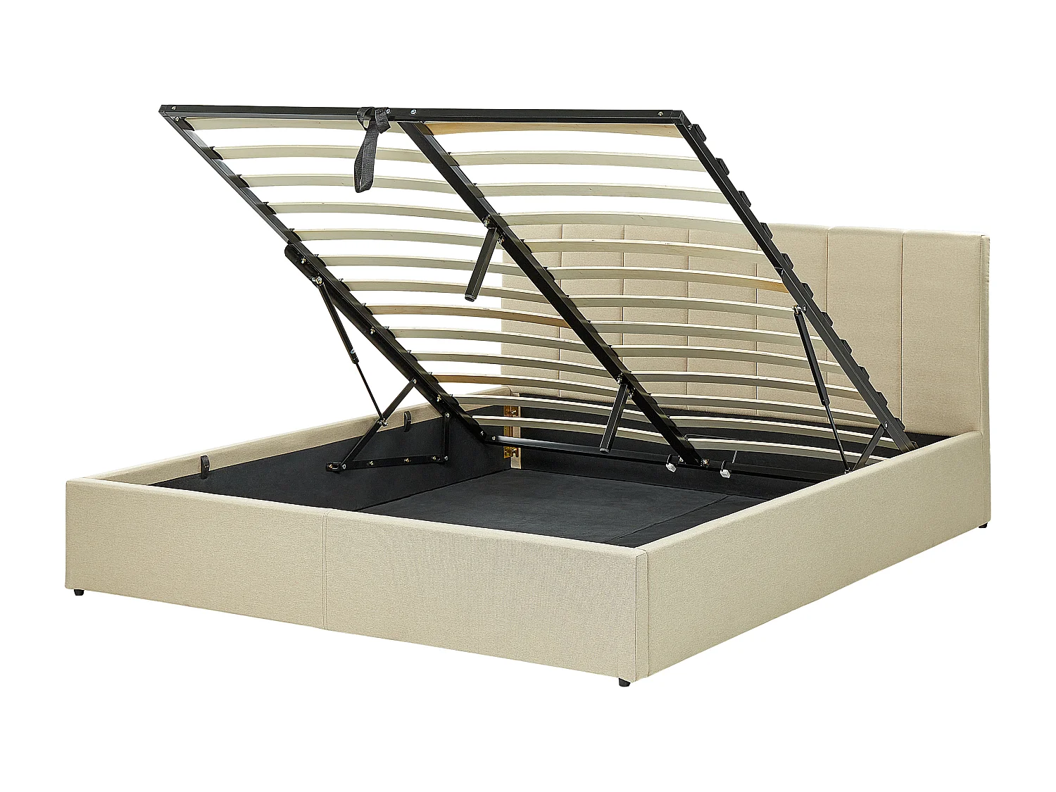 Lit ottoman Tissu DREUX 160 x 200 cm Beige