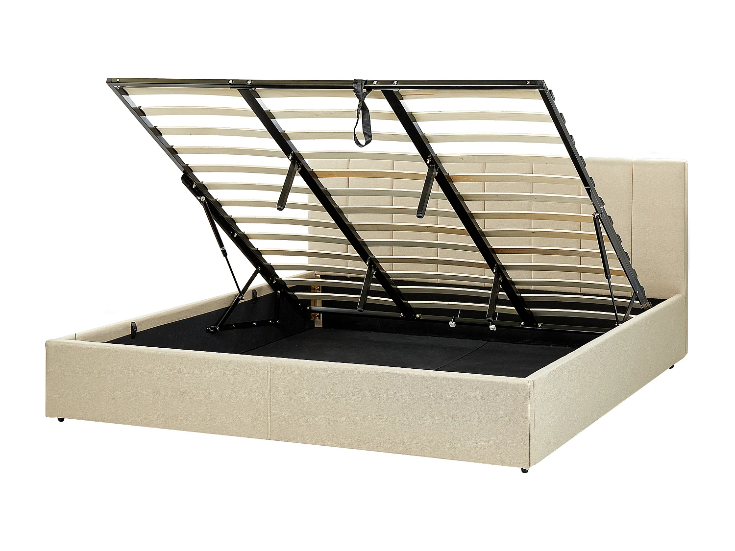 Letto contenitore Tessuto DREUX 180 x 200 cm Beige