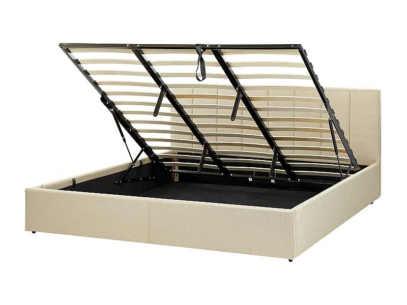 Lit ottoman Tissu DREUX 180 x 200 cm Beige