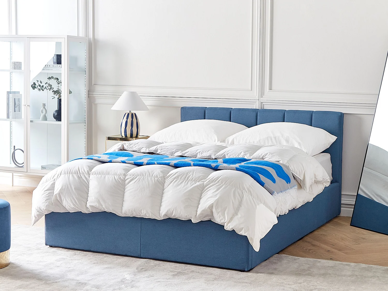 Bed met opbergruimte Stof DREUX 140 x 200 cm Blauw