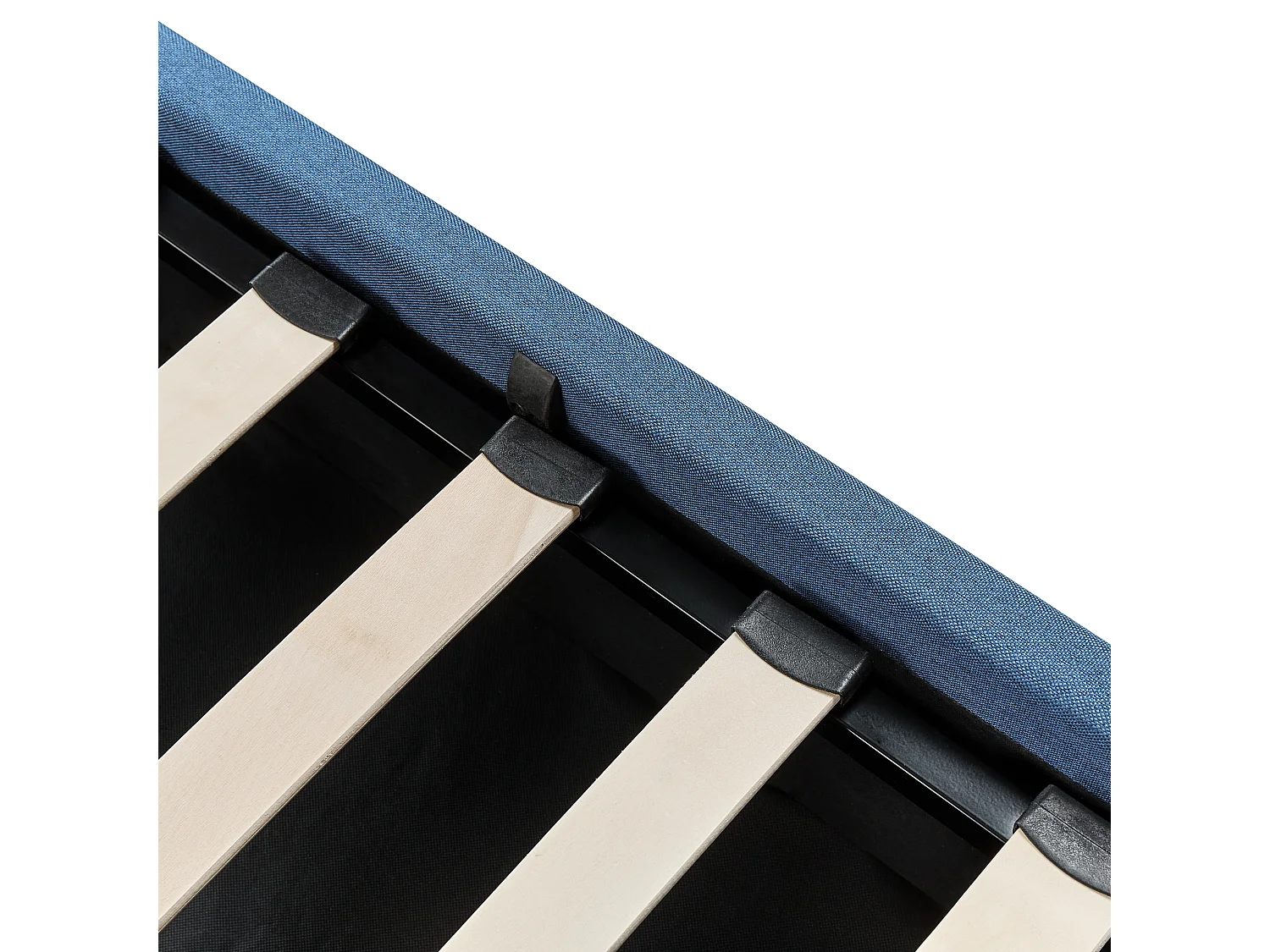 Elegantes Bett Polsterbezug mit Bettkasten hochklappbar blau 140 x 200 cm Dreux