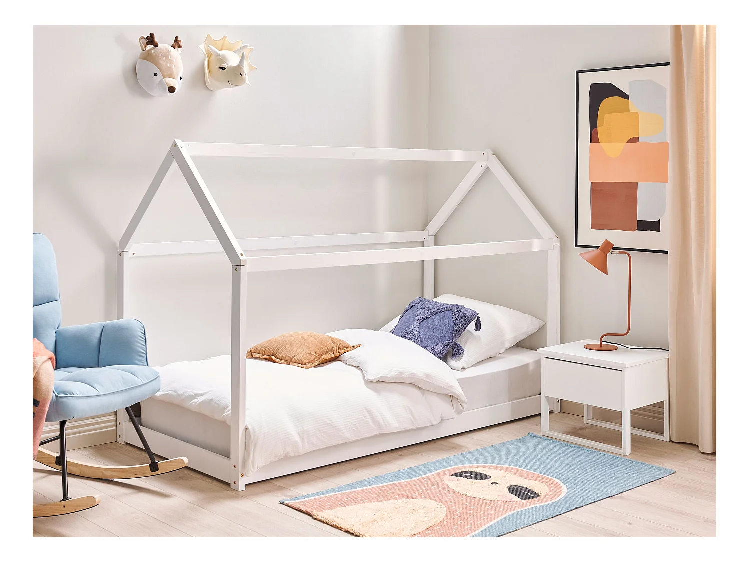 Lit d'enfant Maison Bois de pin TOSSE 90 x 200 cm Blanc