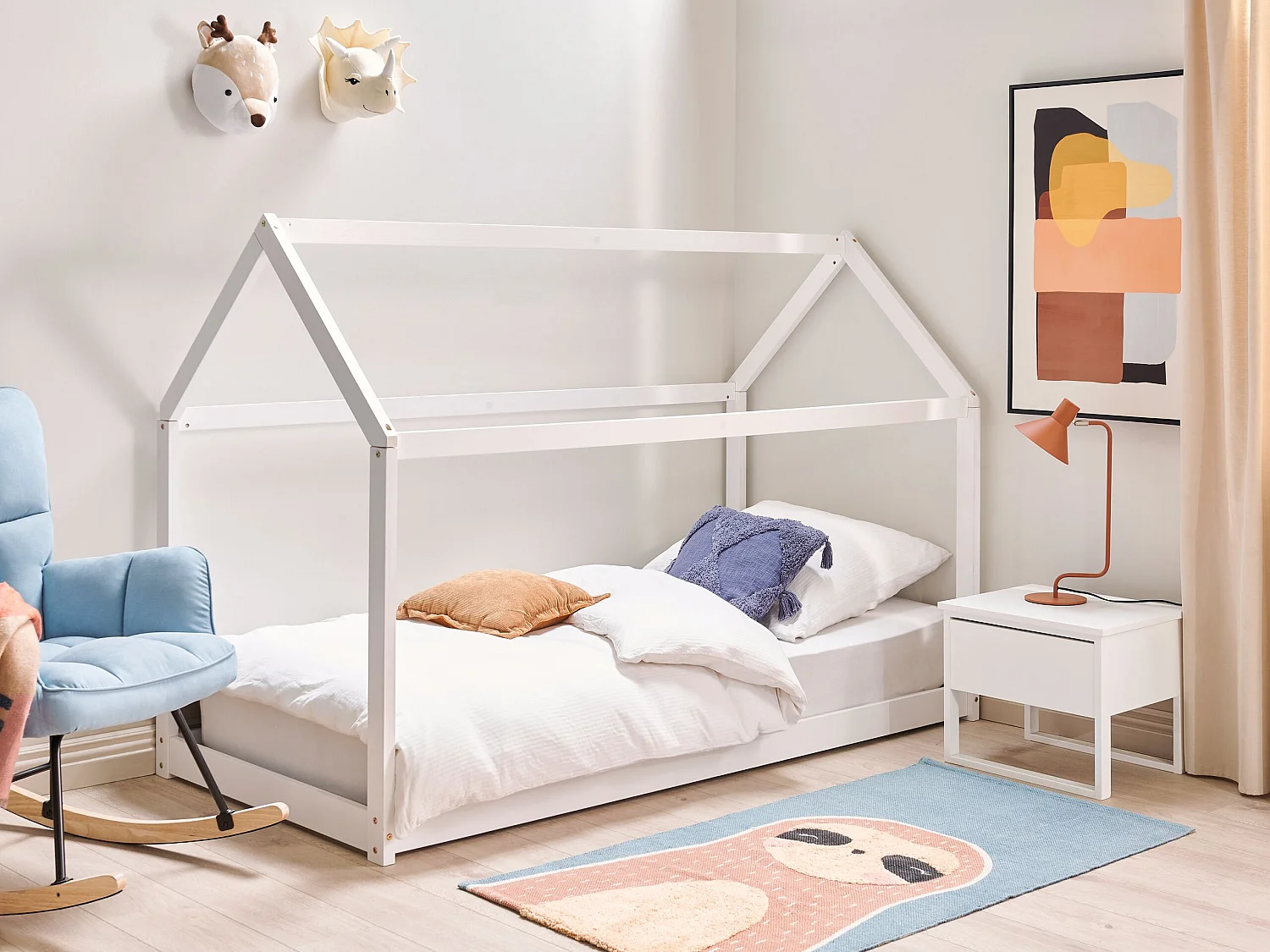 Lit d'enfant Maison Bois de pin TOSSE 90 x 200 cm Blanc