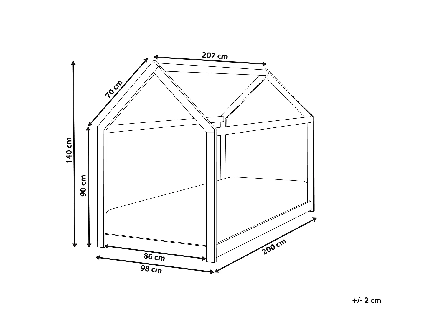 Lit d'enfant Maison Bois de pin TOSSE 90 x 200 cm Blanc