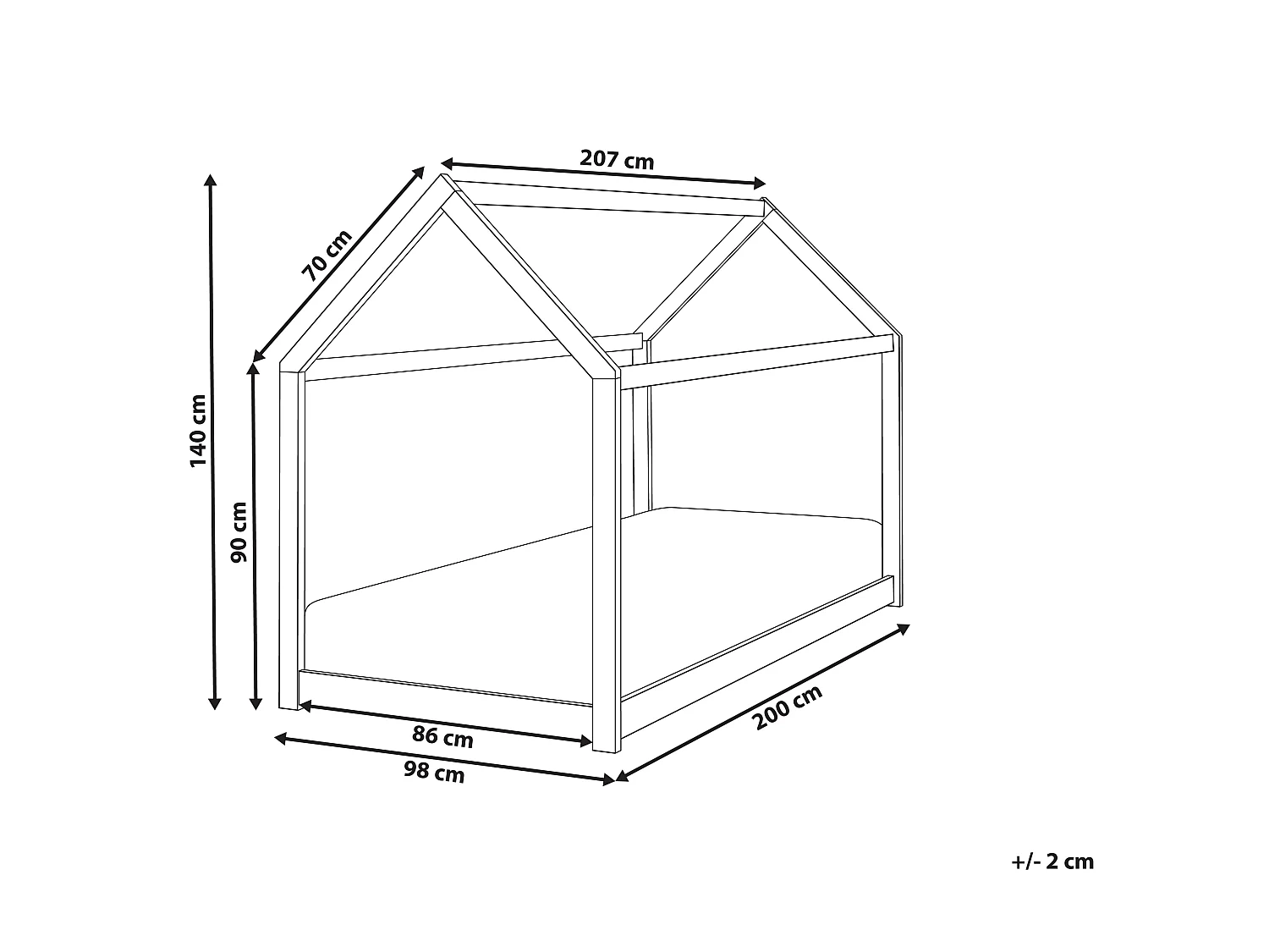 Lit d\'enfant Maison Bois de pin TOSSE 90 x 200 cm Blanc