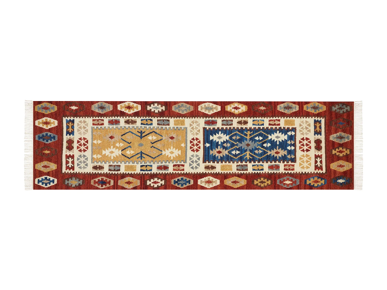 Dywan wełniany kilim 80 x 300 cm wielokolorowy VOSKEHAT