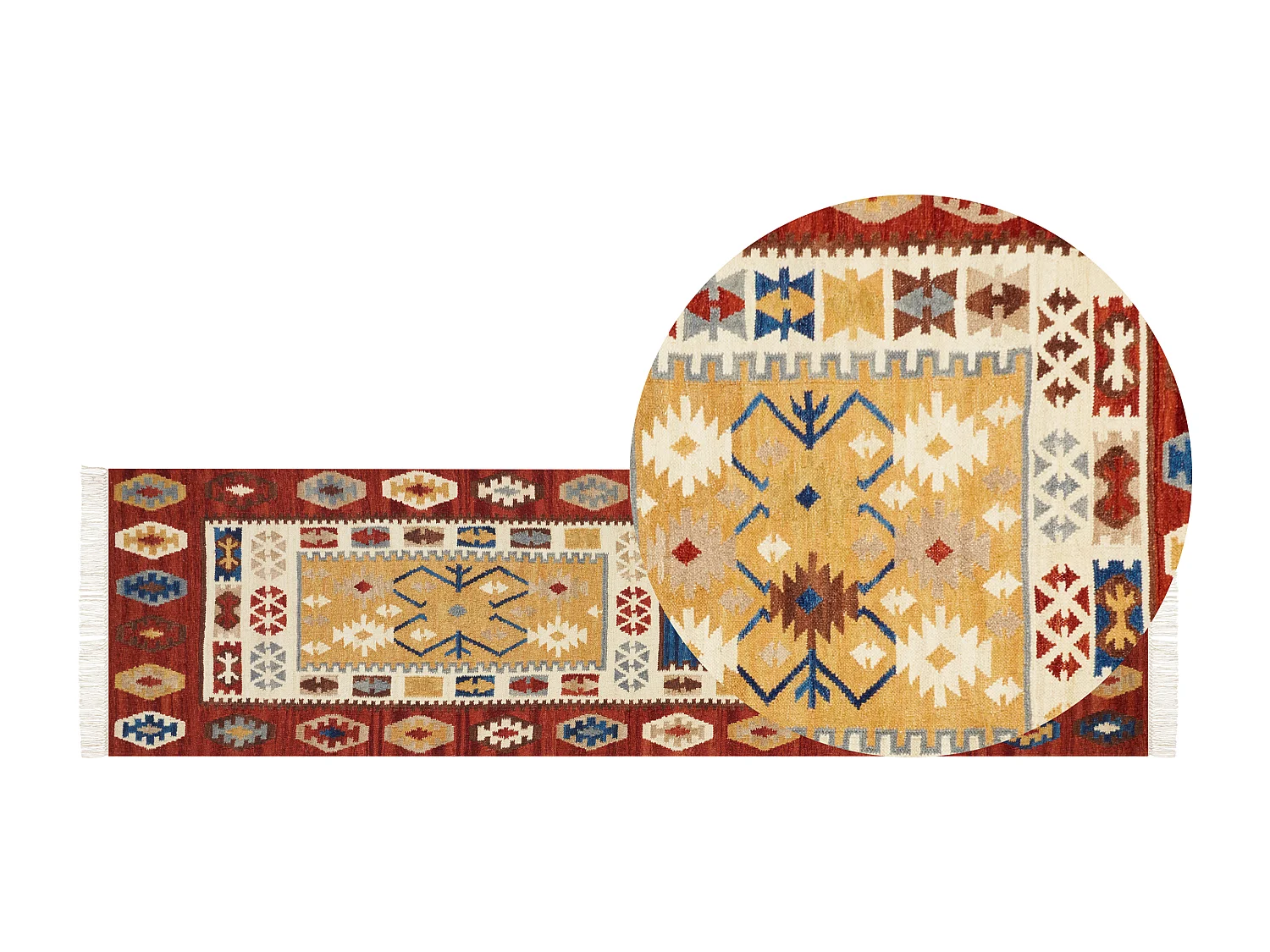 Dywan wełniany kilim 80 x 300 cm wielokolorowy VOSKEHAT