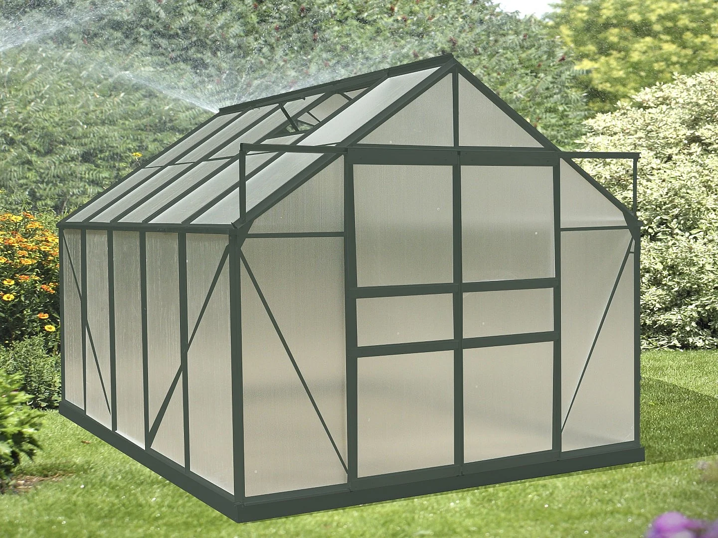 Serre jardin structure aluminium couleur verte