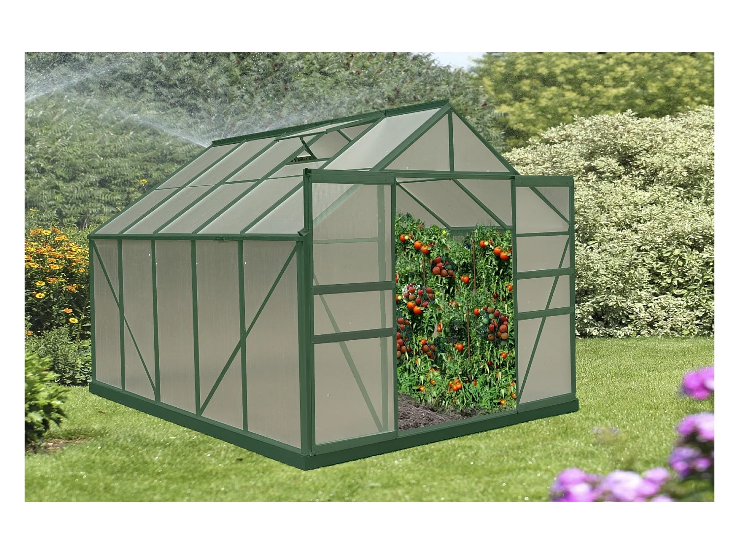 Serre jardin structure aluminium couleur verte
