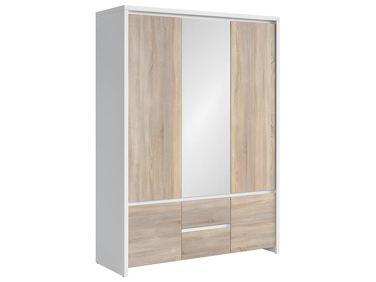 Armoire 3 portes Soren Blanc et Bois