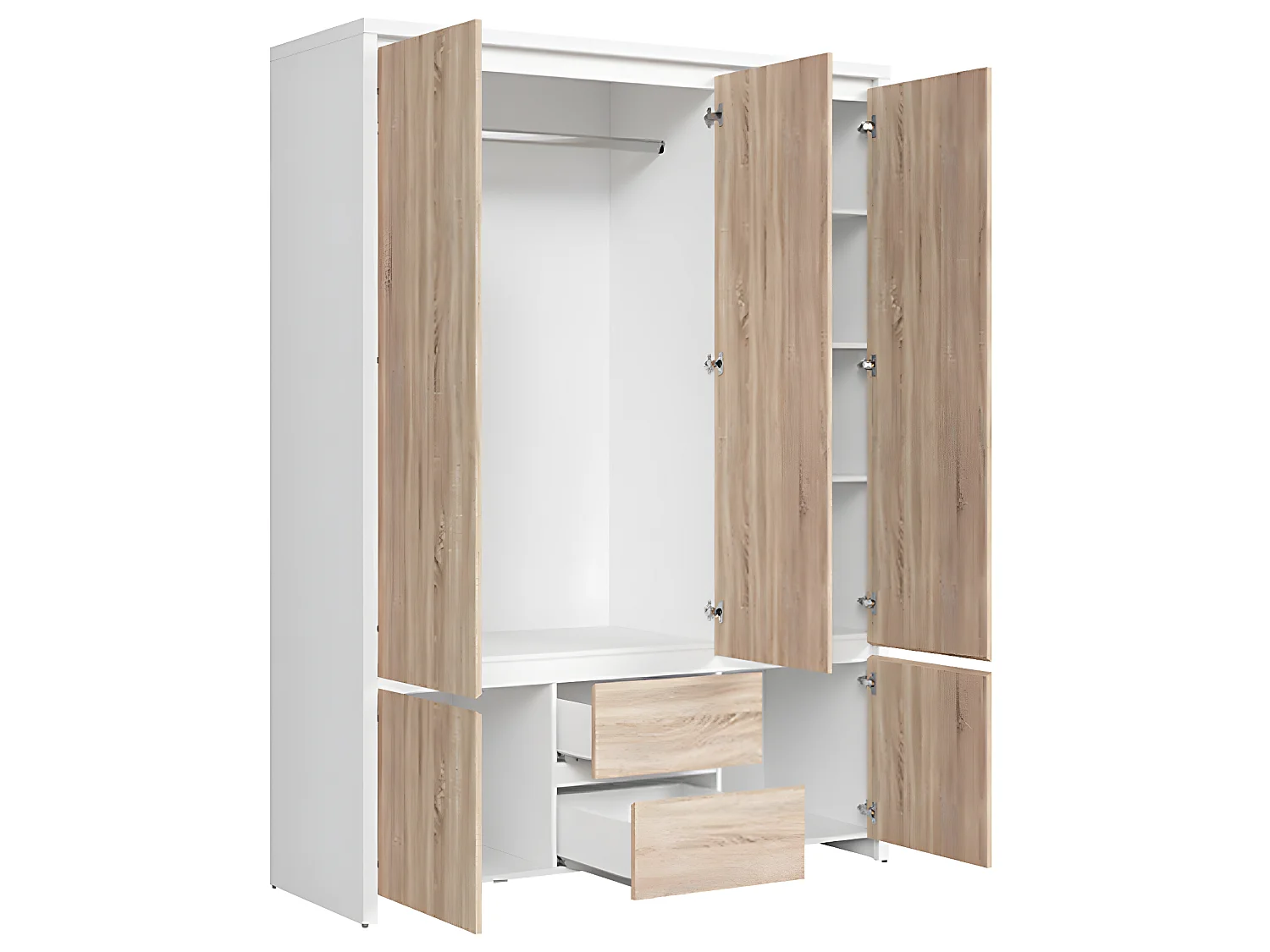 Armoire 3 portes Soren Blanc et Bois