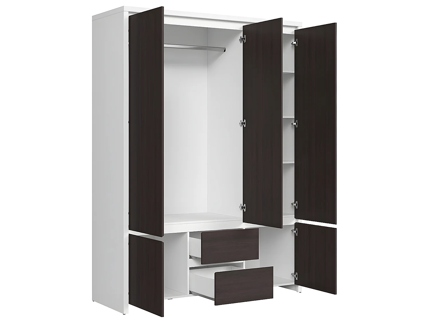 Armário 3 portas Soren branco e madeira escura 211cm