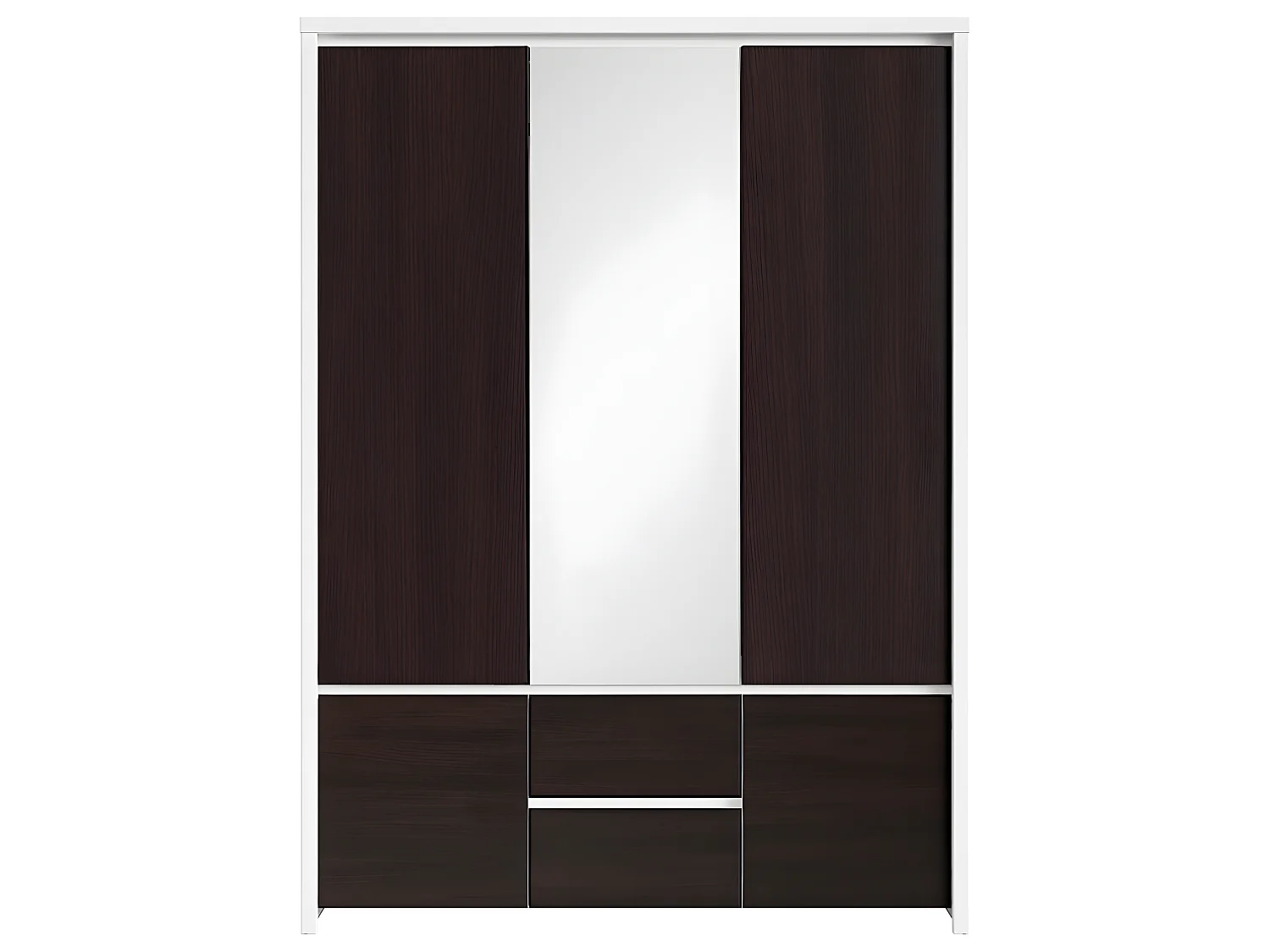 Armário 3 portas Soren branco e madeira escura 211cm