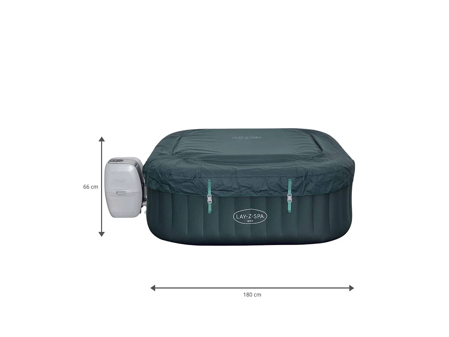 Spa Gonflable Bestway Lay-Z-Spa Ibiza Pour 4-6 personnes Carré 180x180x66 cm