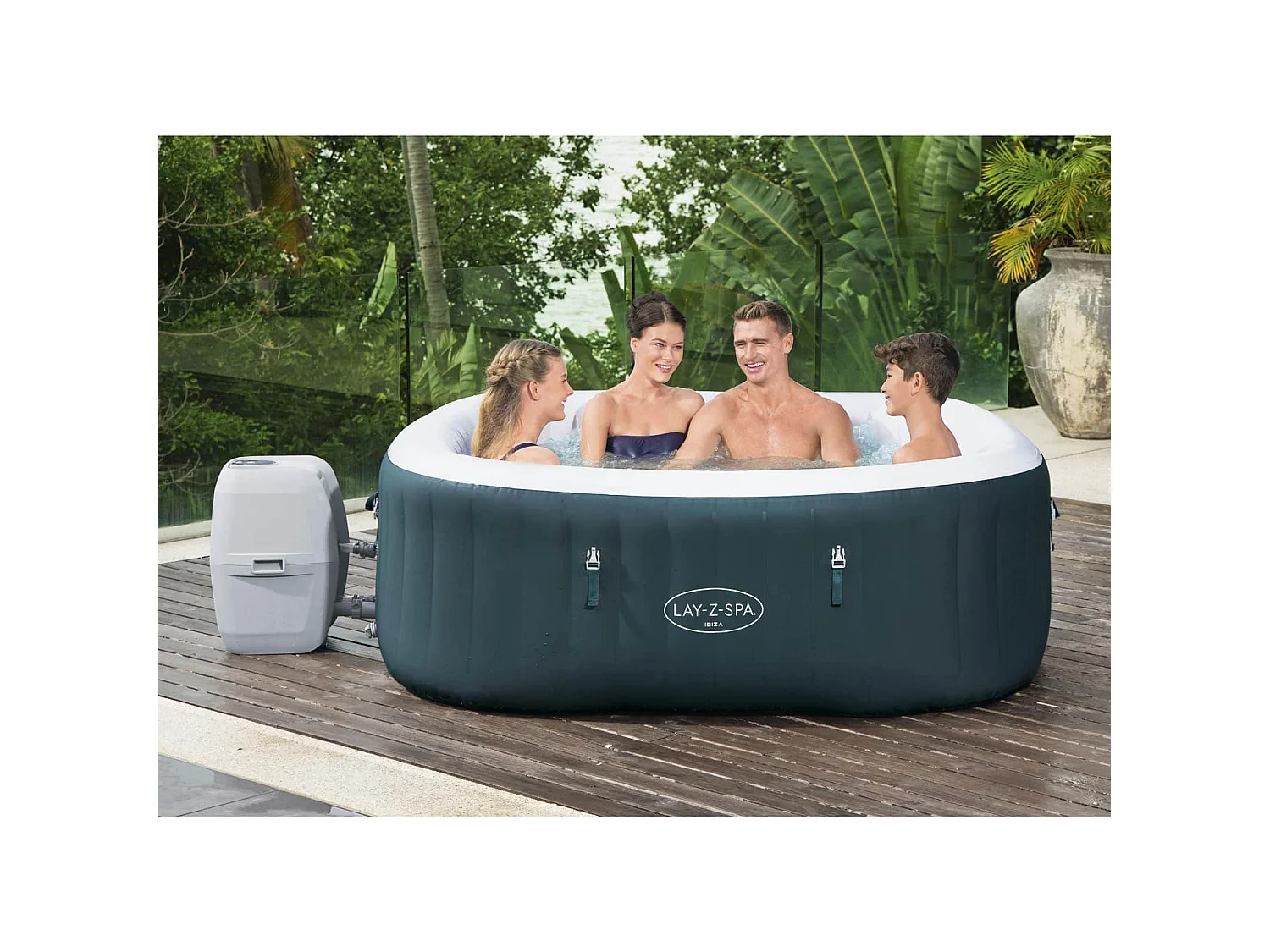Spa Hinchable Bestway Lay-Z-Spa Ibiza 180x180x66 cm para 4-6 Personas con Airjet  y Cobertor