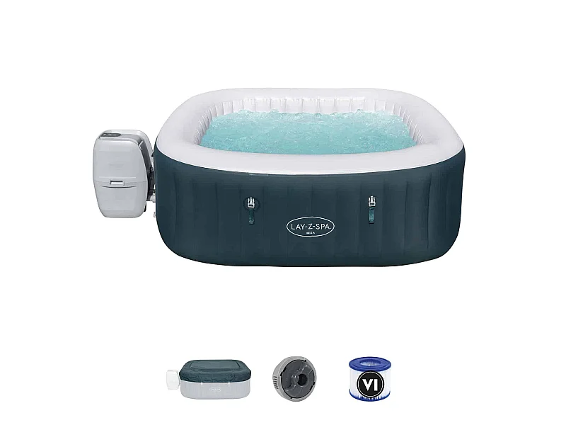 Spa Hinchable Bestway Lay-Z-Spa Ibiza 180x180x66 cm para 4-6 Personas con Airjet  y Cobertor