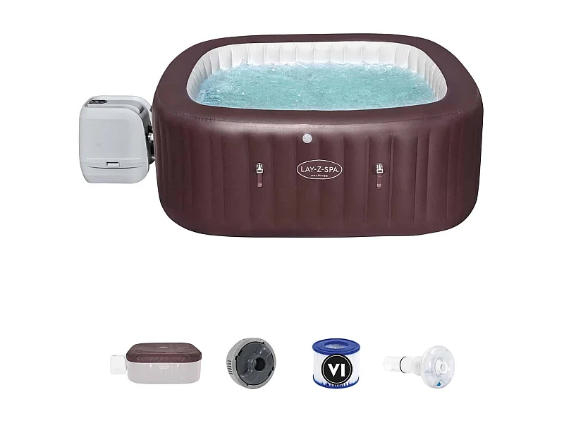 Spa Gonflable Bestway Lay-Z-Spa Maldives Hydrojet Pro Pour 5-7 personnes Carré 201x201x80 cm avec Lumières LED