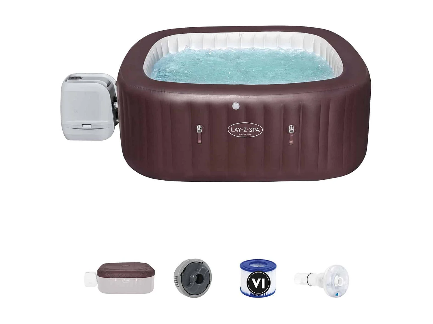 Spa Gonflable Bestway Lay-Z-Spa Maldives Hydrojet Pro Pour 5-7 personnes Carré 201x201x80 cm avec Lumières LED
