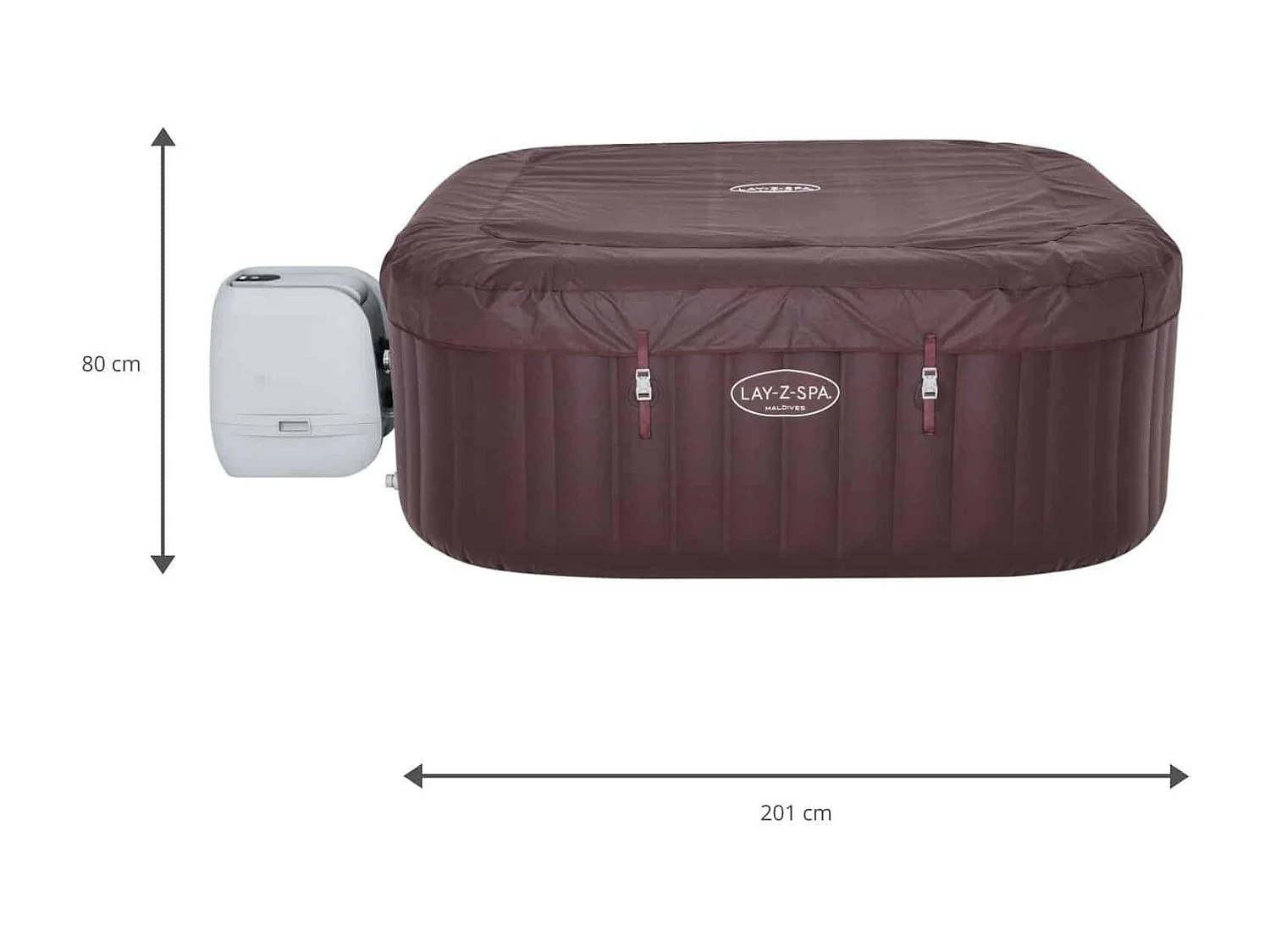 Spa Gonflable Bestway Lay-Z-Spa Maldives Hydrojet Pro Pour 5-7 personnes Carré 201x201x80 cm avec Lumières LED