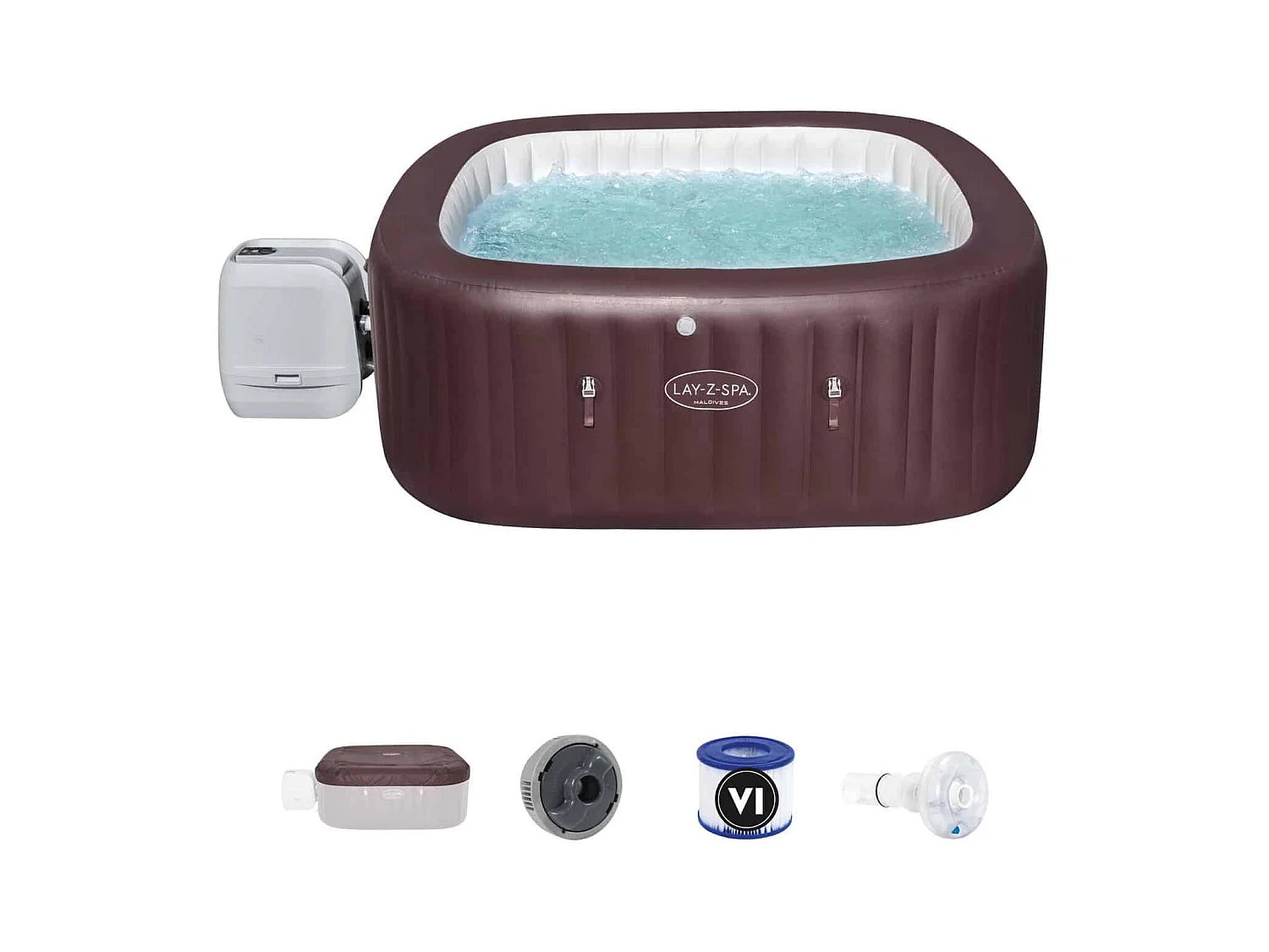 Spa Gonflable Bestway Lay-Z-Spa Maldives Hydrojet Pro Pour 5-7 personnes Carré 201x201x80 cm avec Lumières LED