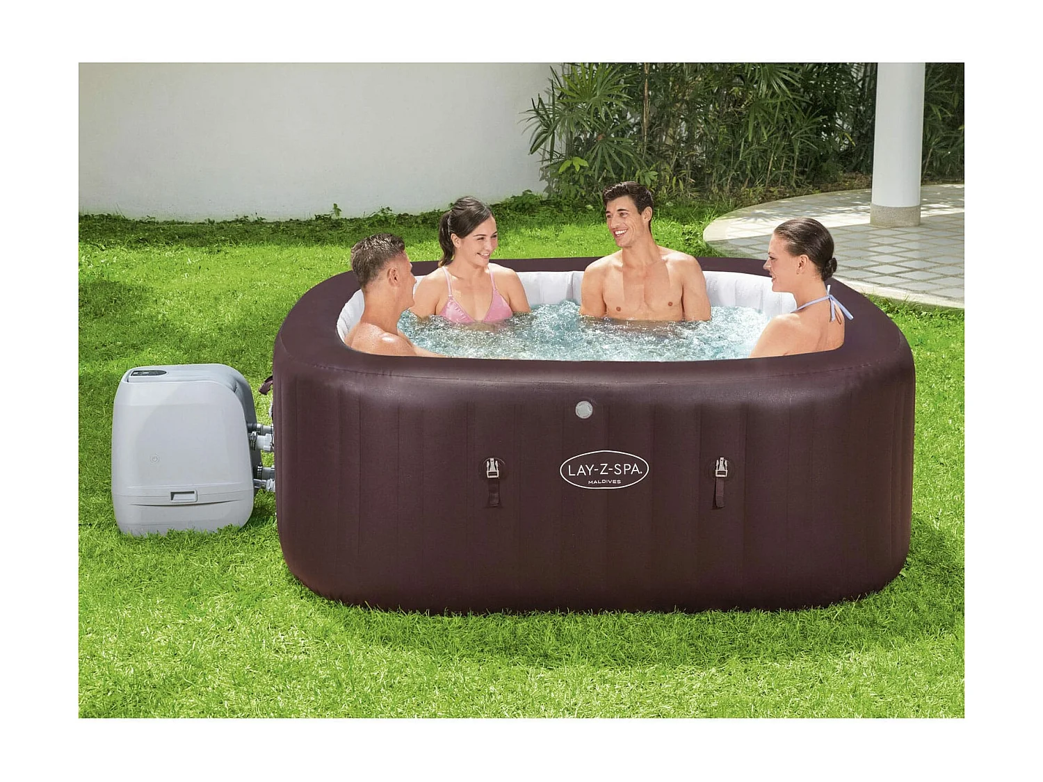 Spa Gonflable Bestway Lay-Z-Spa Maldives Hydrojet Pro Pour 5-7 personnes Carré 201x201x80 cm avec Lumières LED