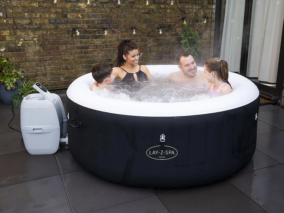 Spa Hinchable Bestway Lay-Z-Spa Miami 180x66 cm para 2-4 Personas con Airjet y Cobertor