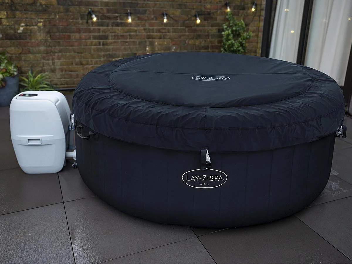 Spa Hinchable Bestway Lay-Z-Spa Miami 180x66 cm para 2-4 Personas con Airjet y Cobertor