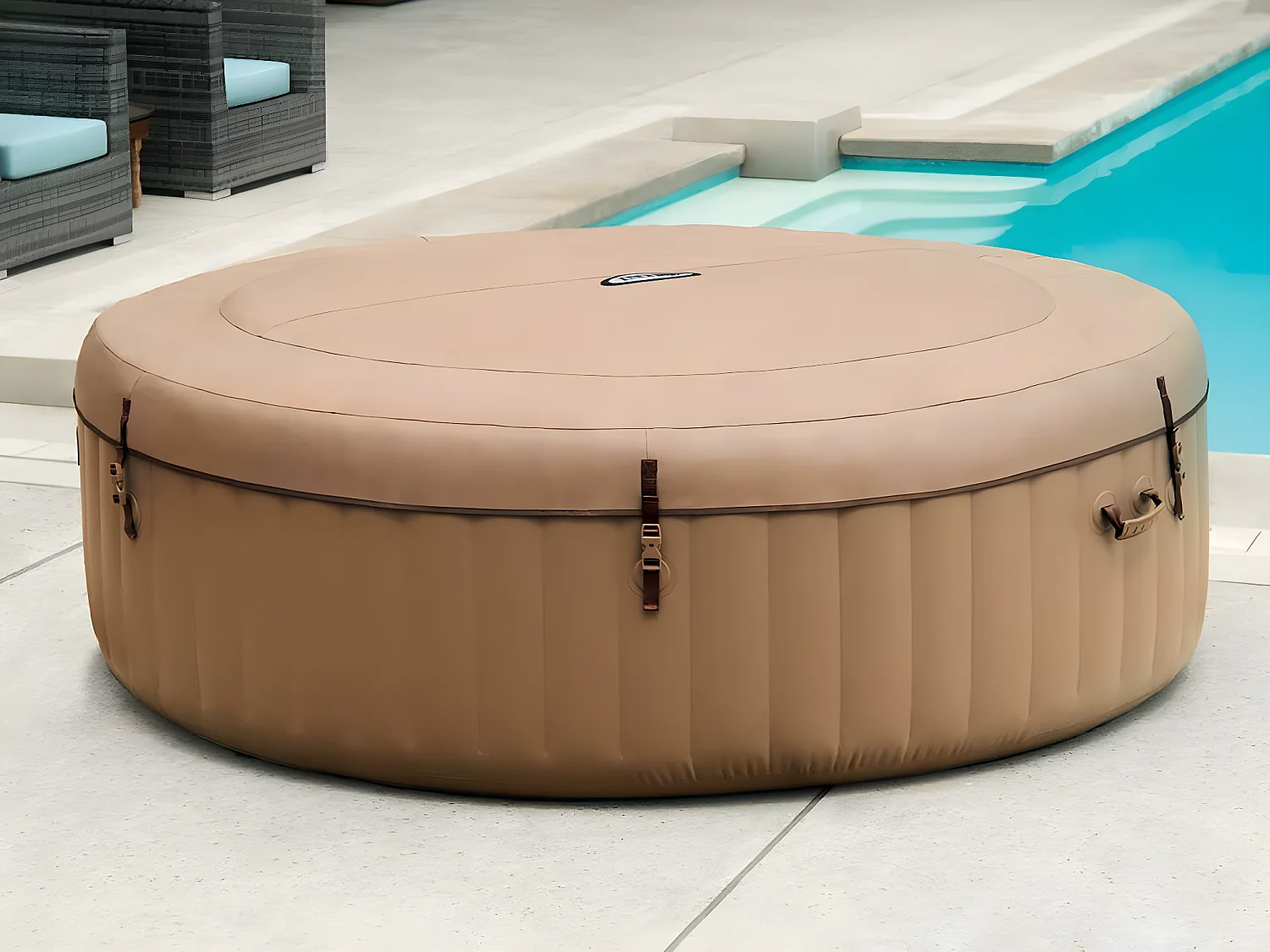 Jacuzzi hinchable Intex 1098L 6 personas con accesorios beige Ø216x71 cm