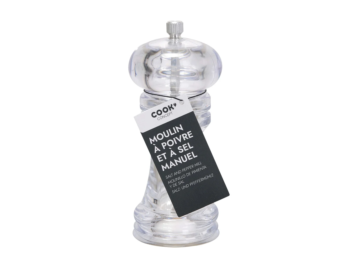 Moulin à poivre transparent 17.5 x 6 cm (Lot de 2)