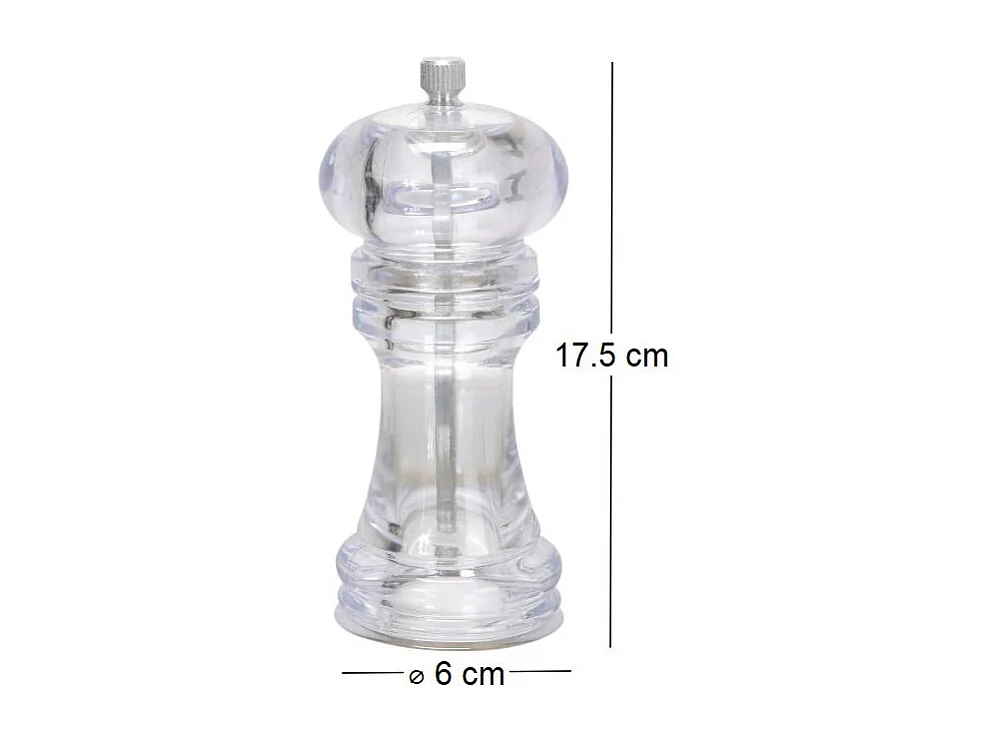 Moulin à poivre transparent 17.5 x 6 cm (Lot de 2)