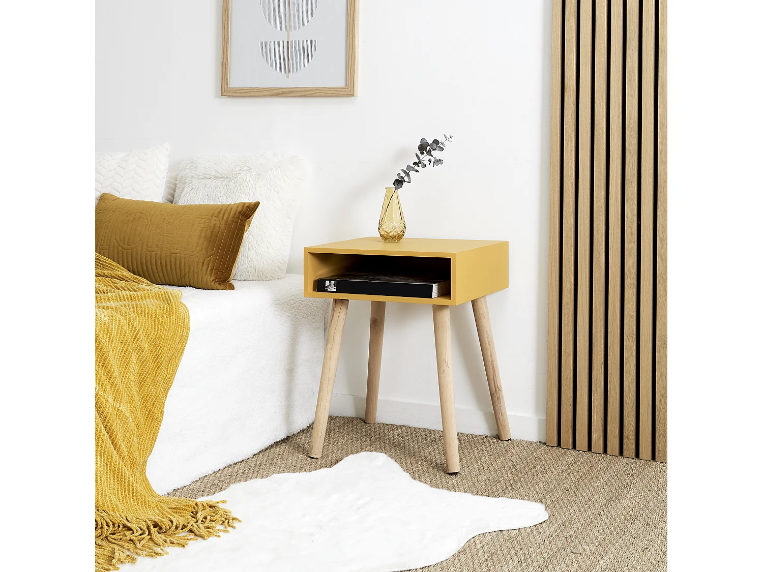 Table De Chevet Niche Jaune Jaune, Marron