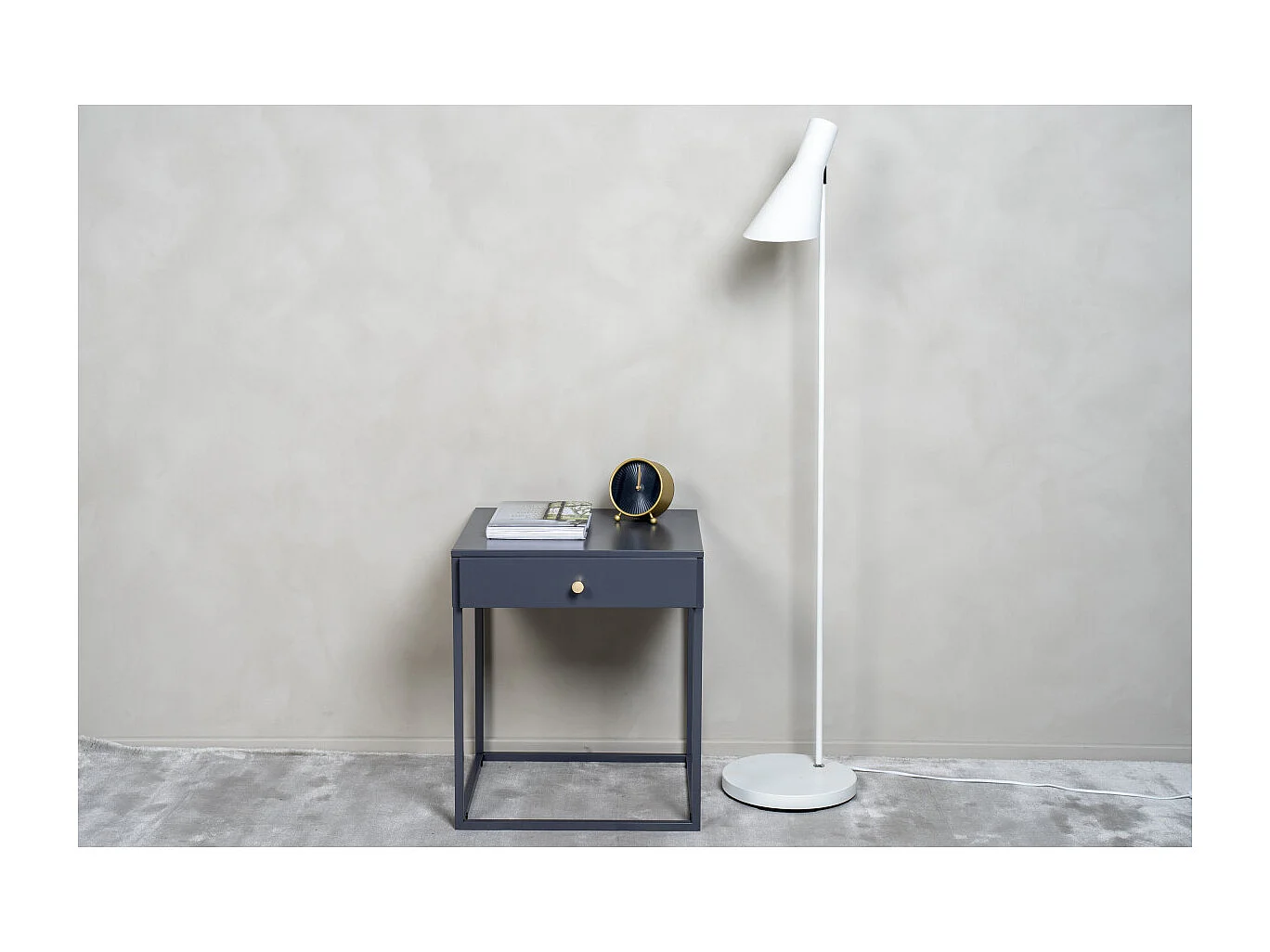 Table de Chevet Avec Tiroir "Bakal" 50cm Gris