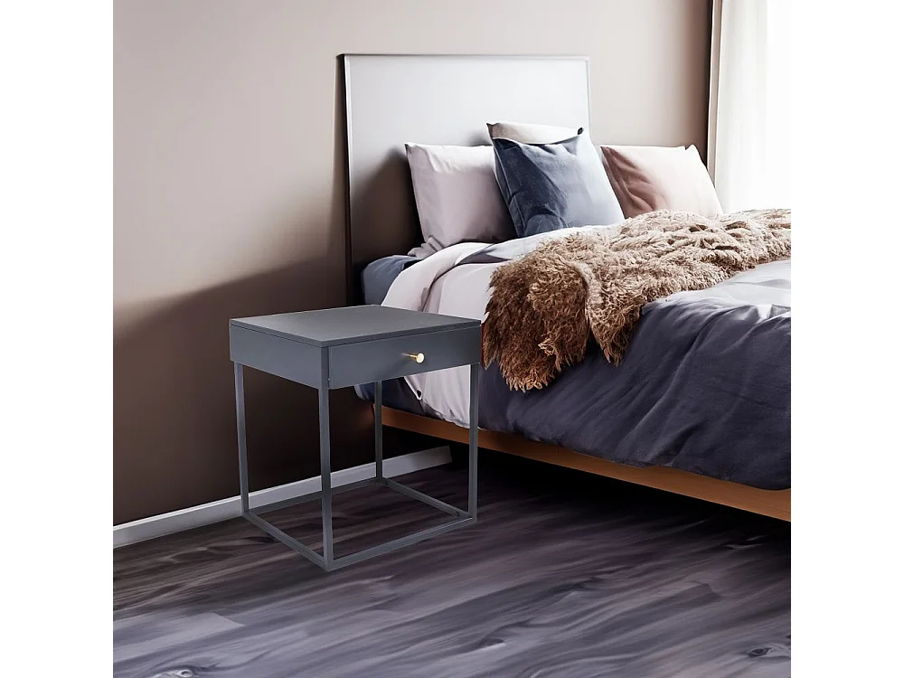 Table de Chevet Avec Tiroir "Bakal" 50cm Gris