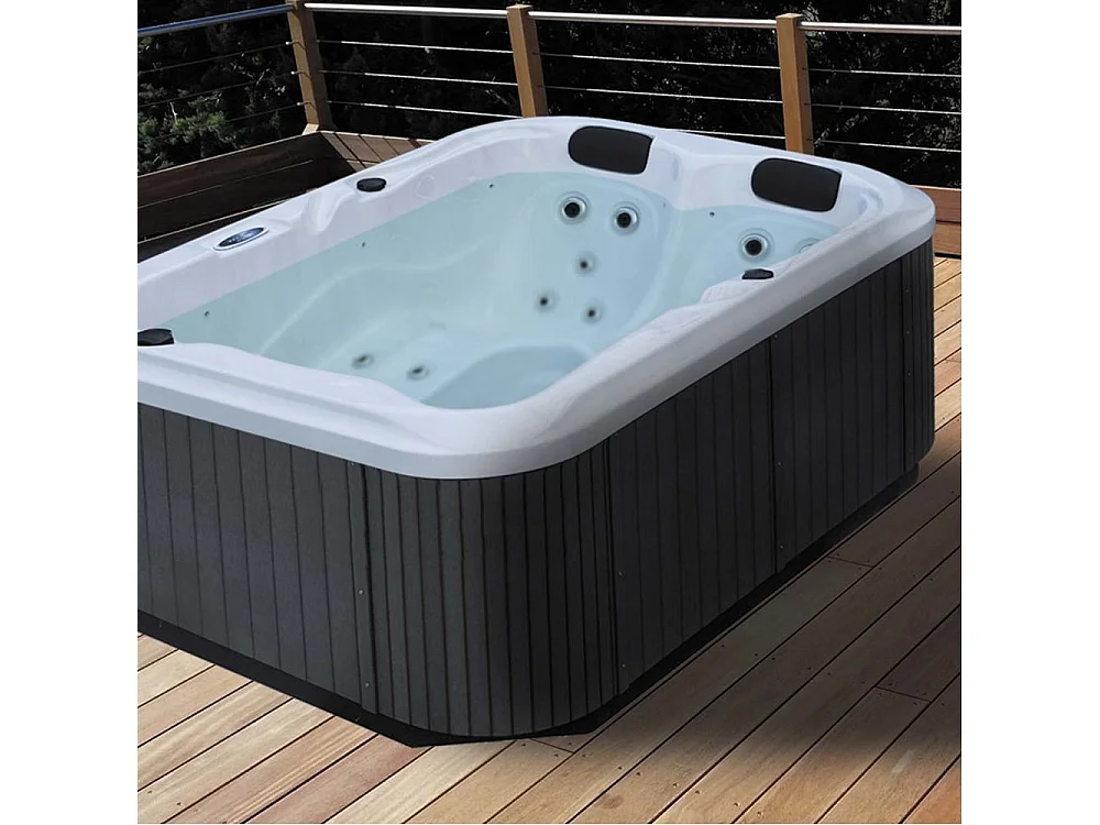 Spa rigide gris et blanc marbré jets et leds Costa (3 places dont 2 allongées)