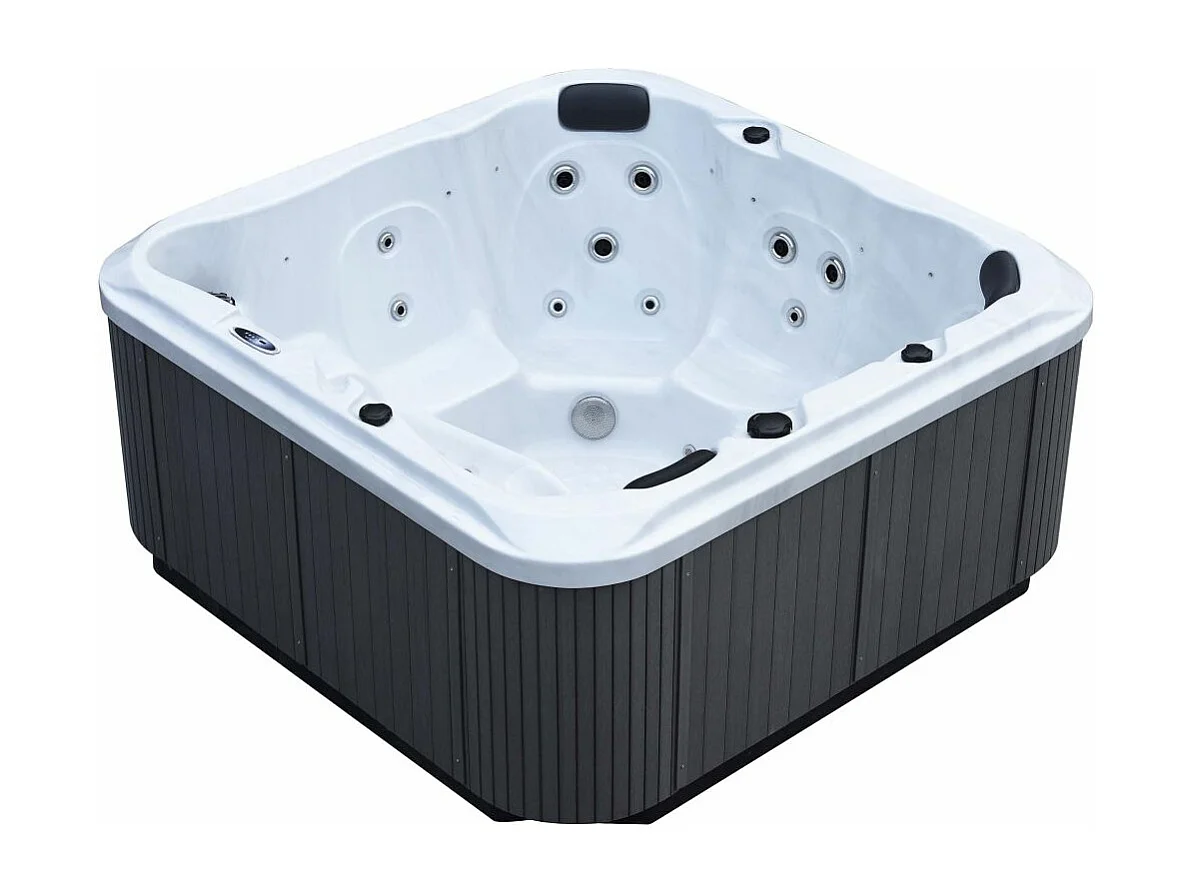 Spa rigide gris et blanc marbré jets et leds Florida (6 places dont 1 allongée)