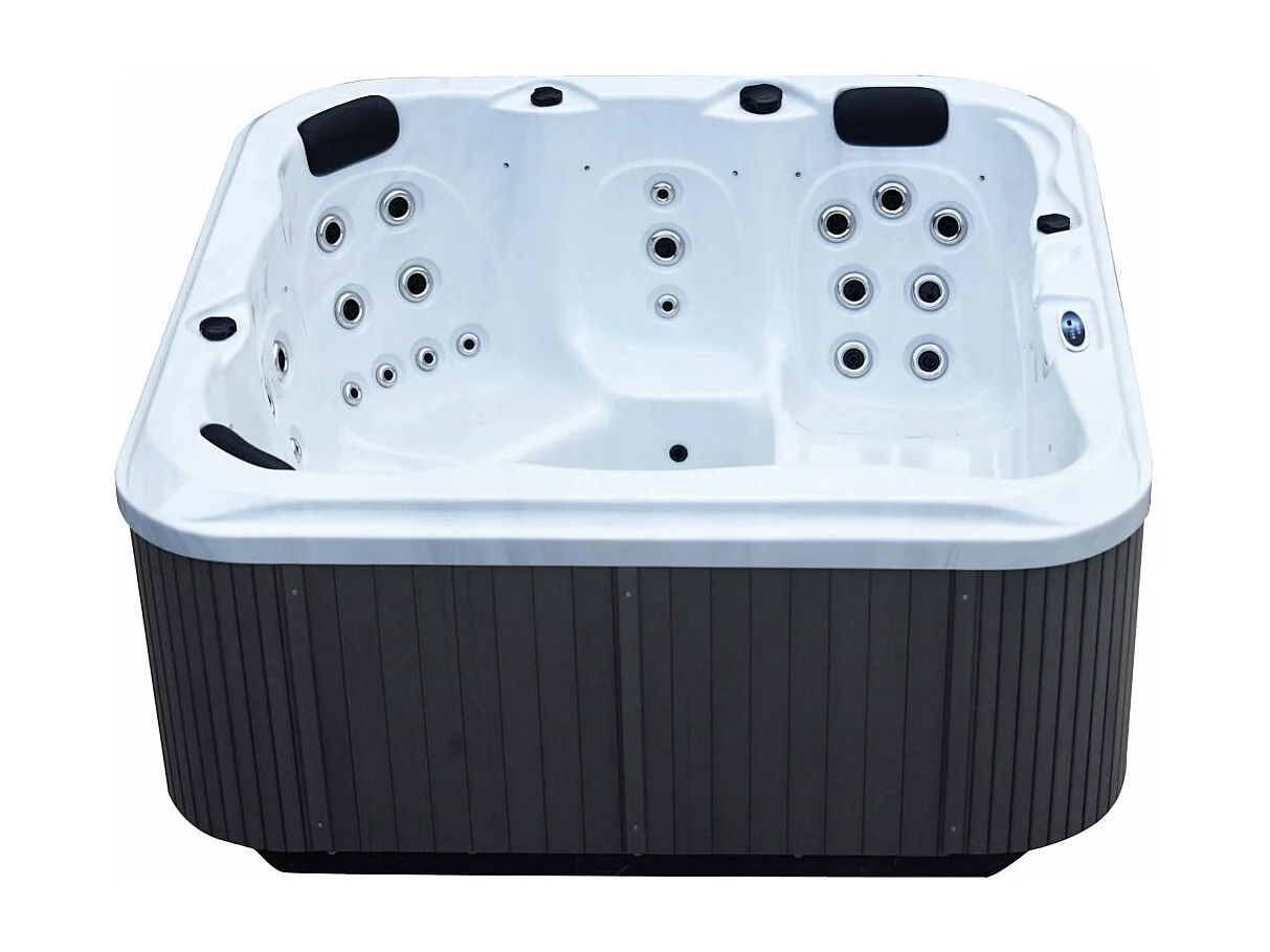 Spa rigide gris et blanc marbré jets et leds Florida (6 places dont 1 allongée)