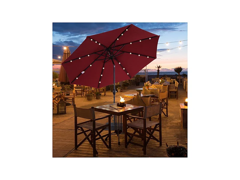 Parasol lumineux LUNA bordeaux